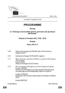 [removed]EUROPEAN PARLIAMENT Committee on Budgetary Control  PROGRAMME