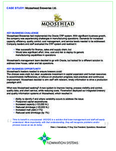 Technology / Moosehead Brewery / Enterprise resource planning / Shrinkage / Oracle Corporation / Visibility / Oracle Database / Business / Supply chain management / Software