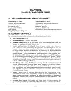 CHAPTER 52. VILLAGE OF LA GRANGE ANNEX 52.1 HAZARD MITIGATION PLAN POINT OF CONTACT Primary Point of Contact  Alternate Point of Contact