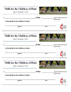 Walk for the Children of Haiti Pledge Card