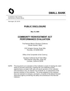 Community development / Politics of the United States / Economy of the United States / United States / Union Bank N.A. / OneCalifornia Bank / Mortgage industry of the United States / United States housing bubble / Community Reinvestment Act