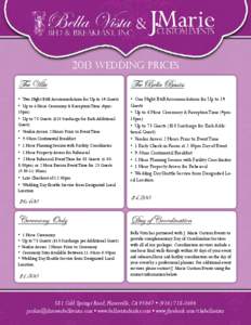 & 2013 Wedding Prices The Villa The Bella Basics