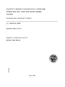 EVALUATION OF INCREASES IN DISSOLVED SOLIDS IN GROUND WATER, STOVEPIPE WELLS HOTEL, DEATH VALLEY NATIONAL MONUMENT, CALIFORNIA By Anthony Buono and Elaine M. Packard  U.S. GEOLOGICAL SURVEY