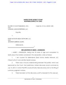 Case: 5:14-cvJRA Doc #: 55-3 Filed: of 3. PageID #: 1120  UNITED STATES DISTRICT COURT NORTHERN DISTRICT OF OHIO ELLORA’S CAVE PUBLISHING, INC., and
