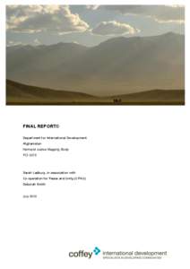 FINAL REPORT© Department for International Development Afghanistan Helmand Justice Mapping Study PO: 5272