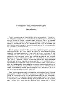 L’EFFACEMENT DU CLIVAGE DROITE-GAUCHE Alain de Benoist