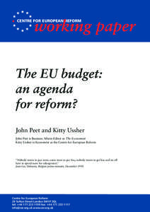 The EU budget: An agenda for reform?