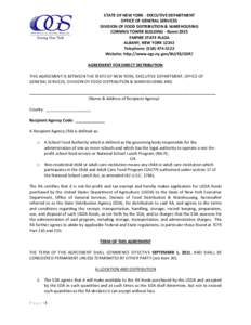 STATE OF NEW YORK - EXECUTIVE DEPARTMENT OFFICE OF GENERAL SERVICES DIVISION OF FOOD DISTRIBUTION & WAREHOUSING CORNING TOWER BUILDING - Room 2925 EMPIRE STATE PLAZA ALBANY, NEW YORK 12242