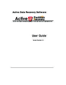 Active Data Recovery Software  User Guide Version Number 2.1  Active@ Partition Recovery