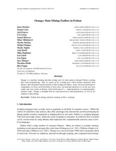Journal of Machine Learning Research2353  Submitted 3/13; Published 8/13 Orange: Data Mining Toolbox in Python Janez Demˇsar