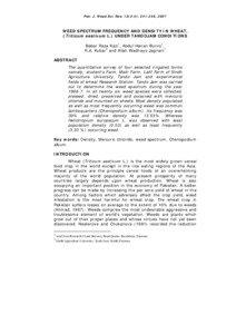 Pak. J. Weed Sci. Res[removed]): [removed], 2007  WEED SPECTRUM FREQUENCY AND DENSITY IN WHEAT,