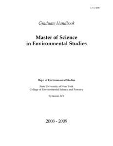 [removed]Graduate Handbook Master of Science in Environmental Studies
