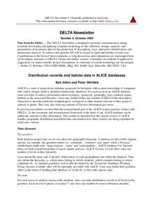 DELTA Newsletter 6. Originally published in hard copy. This reformatted electronic version is available at http://delta-intkey.com DELTA Newsletter Number 6, October 1990 Note from the Editor — The DELTA Newsletter is 