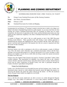 PLANNING AND ZONING DEPARTMENT 1462 STRONGS AVENUE, STEVENS POINT, WI 54481  PHONE:   FAX: To:  Portage County Farmland Preservation Ad-Hoc Steering Committee