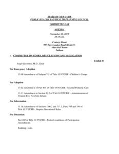 Public Health and Health Planning Council Committee Day Agenda Exhibits - November 21, 2013