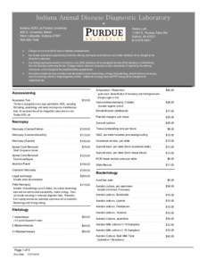 Indiana Animal Disease Diagnostic Laboratory at Indiana ADDL at Purdue University 406 S. University Street West Lafayette, Indiana 47907