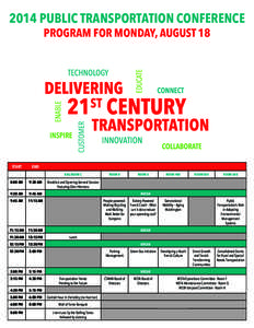 2014 Public Transportation Conference Program for Monday, August 18