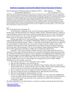 Southern Campaigns American Revolution Pension Statements & Rosters Pension application of Thompson Epperson (Epposon) W7115 Transcribed by Will Graves Mary Epperson f50NC