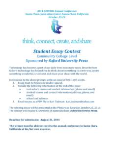 2014 CATESOL Annual Conference Santa Clara Convention Center, Santa Clara, California October[removed]Student Essay Contest Community College Level