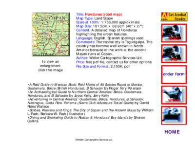 to view an enlargement click the image Title: Honduras (road map) Map Type: Land Scape