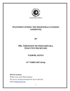 Co-operating to Disarm  STATEMENT DURING THE MINISTERIAL STANDING COMMITTEE  BY