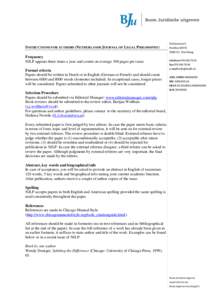 INSTRUCTIONS FOR AUTHORS (NETHERLANDS JOURNAL OF LEGAL PHILOSOPHY) Frequency NJLP appears three times a year and counts on average 100 pages per issue. Formal criteria Papers should be written in Dutch or in English (Ger