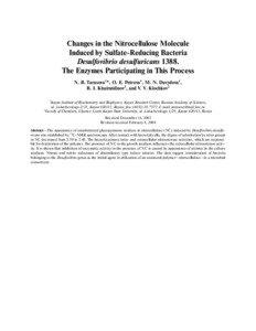 Changes in the Nitrocellulose Molecule Induced by Sulfate Reducing Bacteria Desulfovibrio desulfuricans 1388.