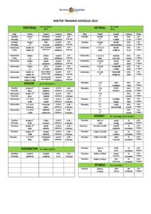 WINTER TRAINING SCHEDULE 2014 FOOTBALL