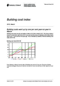Prices and Costs[removed]Building cost index 2013, March  Building costs went up by one per cent year-on-year in