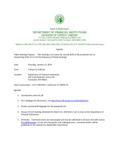 January 23, 2014  Frequency of Board Meetings Rulemaking Meeting Agenda