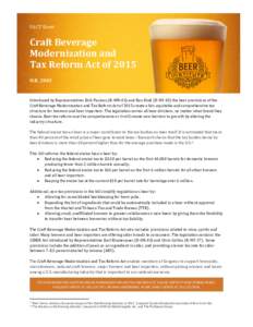 FACT Sheet  Craft Beverage Modernization and Tax Reform Act of 2015 H.R. 2903