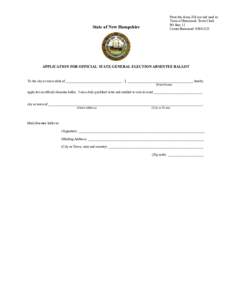 State of New Hampshire   Print this form, Fill out and mail to:  Town of Barnstead, Town Clerk  PO Box 11  Center Barnstead, NH 03225