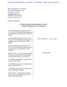 Case 2:16-cvCAS-JC Document 1 FiledPage 1 of 42 Page ID #:1  Keke Feng (State Bar NoDel Mar Heights Rd. 463 San Diego, CA 92130 