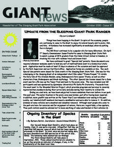 GIANT news Newsletter of The Sleeping Giant Park Association October 2010 • Issue 97