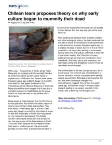 Chilean team proposes theory on why early culture began to mummify their dead