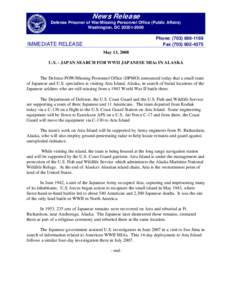 News Release Defense Prisoner of War/Missing Personnel Office (Public Affairs) Washington, DC[removed]Phone: ([removed]Fax[removed]