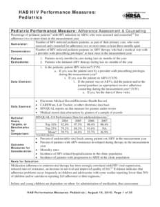 HAB HIV Performance Measures: Pediatrics