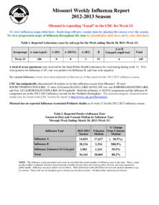Missouri Weekly Influenza Report