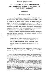 Volume 6, Spring Issue, 1993  STALKING THE ELUSIVE PATENTABLE SOFTWARE: ARE THERE STILL DIEHR OR WAS IT JUST A FLOOK? Jur Strobos*