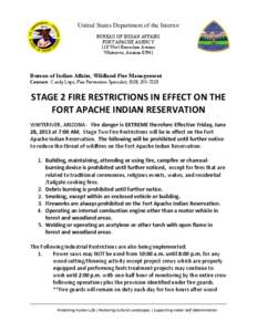 United States Department of the Interior BUREAU OF INDIAN AFFAIRS FORT APACHE AGENCY 118 West Horseshoe Avenue Whiteriver, Arizona 85941