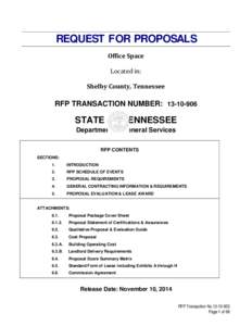 REQUEST FOR PROPOSALS Office Space Located in: Shelby County, Tennessee