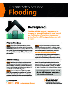 Customer Safety Advisory:  Flooding Be Prepared! Enbridge Gas New Brunswick wants you to be