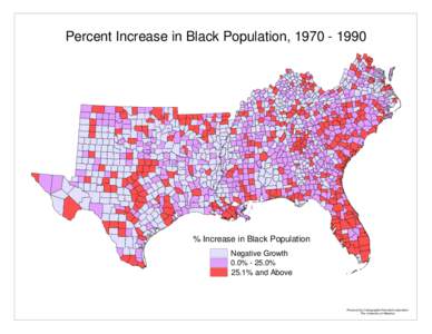 Percent Increase in Black Population, [removed]  % Increase in Black Population Negative Growth 0.0% - 25.0% 25.1% and Above