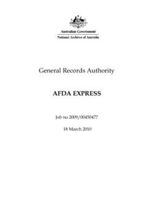 AFDA Express (Administrative Functions Disposal Authority), 2010