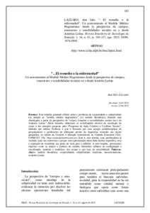 145 LÁZZARO, Ana Inés. “…El remedio o la enfermedad”. Un acercamiento al Modelo Médico Hegemónico desde la perspectiva de cuerpos, emociones y sensibilidades sociales en y desde América Latina. Revista Brasile