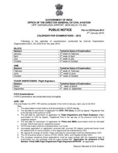 GOVERNMENT OF INDIA OFFICE OF THE DIRECTOR GENERAL OF CIVIL AVIATION OPP: SAFDARJUNG AIRPORT, NEW DELHIPUBLIC NOTICE