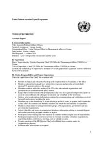 United Nations Associate Expert Programme  TERMS OF REFERENCE Associate Expert I. General Information Title: Associate Political Affairs Officers