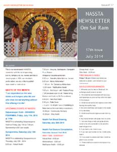 Issue # 17  NASSTA NEWSLETTER OM SAI RAM 71  NASSTA