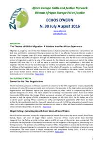 Africa Europe Faith and Justice Network  Réseau Afrique Europe Foi et Justice ECHOS D’AEFJN N. 30 July August 2016