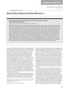 Current Literature In Clinical Science Benzo Versus Benzo: And the Winner Is…  Intranasal Versus Intravenous Lorazepam for Control of Acute Seizures in Children: